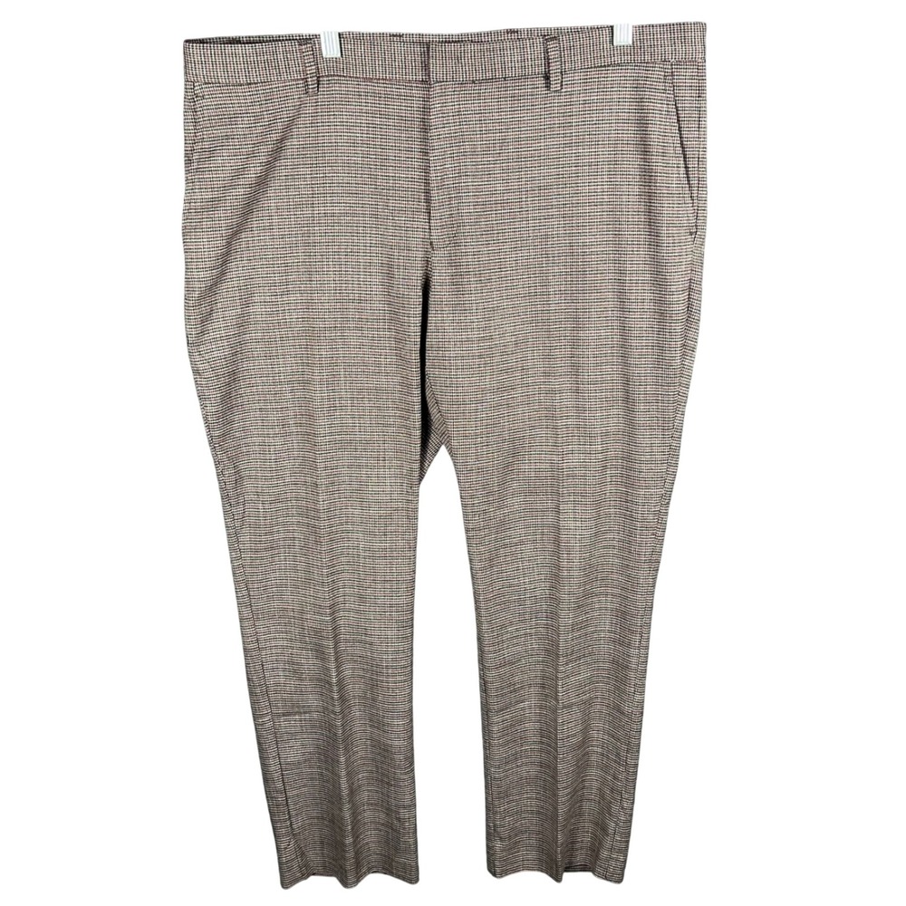 Tommy Hilfiger Dress Pants Mens 40x29 Burgundy Houndstooth Stretch Trousers